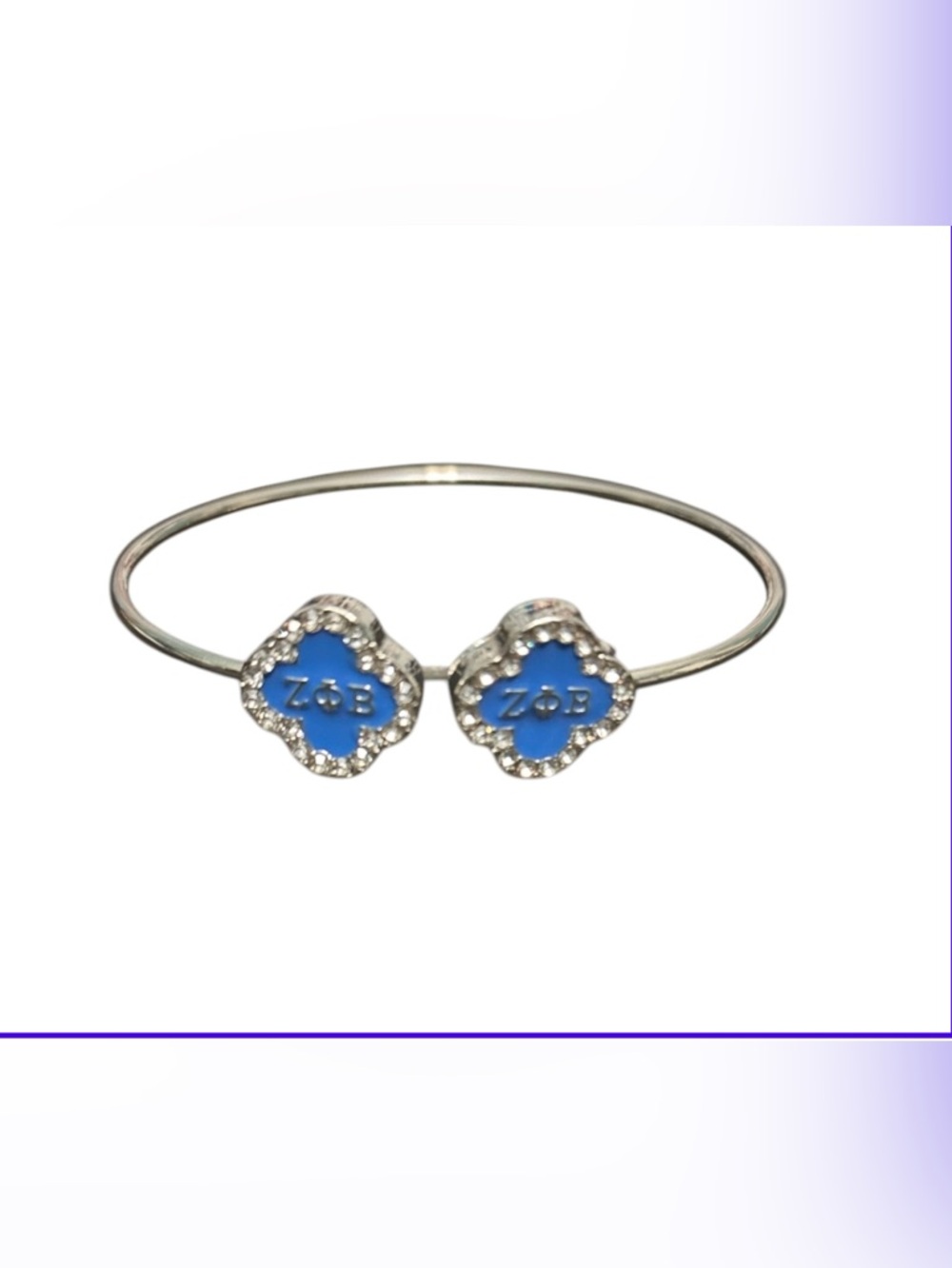 Zeta Phi Beta Clover Shaped Single Bangle Bracelet - Picture 3 of 5